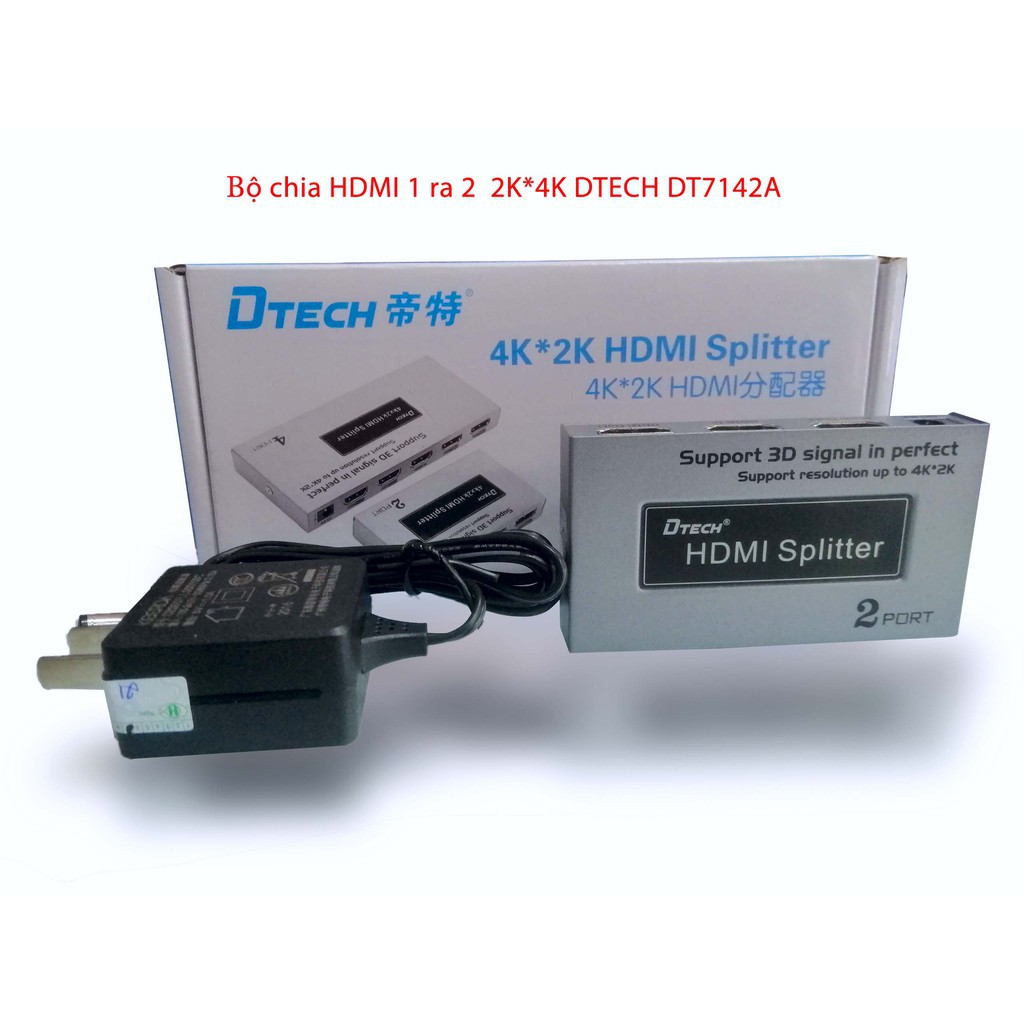 Bộ chia 1 HDMI ra 2 HDMI  DTech (DT7142A ) chính hãng