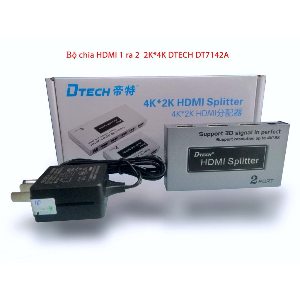 Bộ chia 1 HDMI ra 2 HDMI DTech (DT7142A ) chính hãng