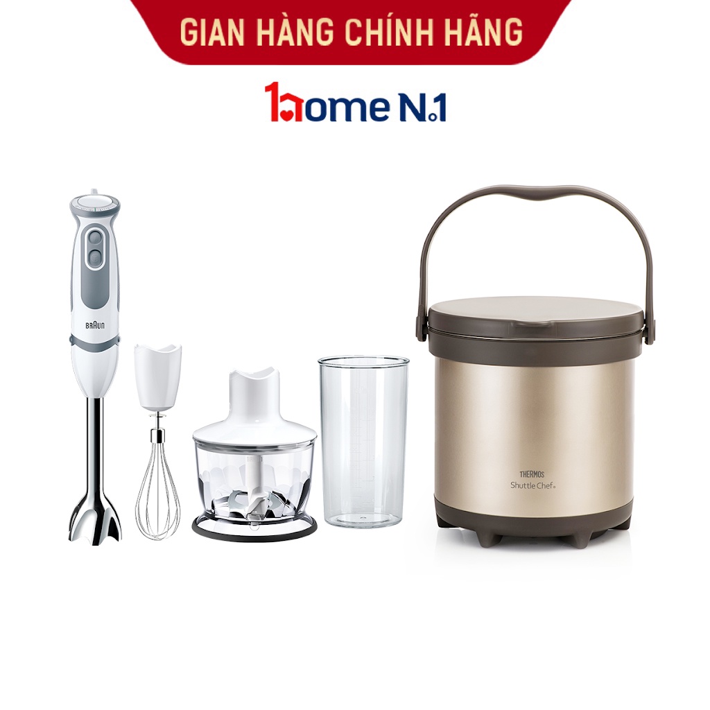 [Mã ELHA22 giảm 5% đơn 300K] Combo Máy xay cầm tay Braun MQ5235 và Nồi ủ Thermos TCRA-4500 4.5L