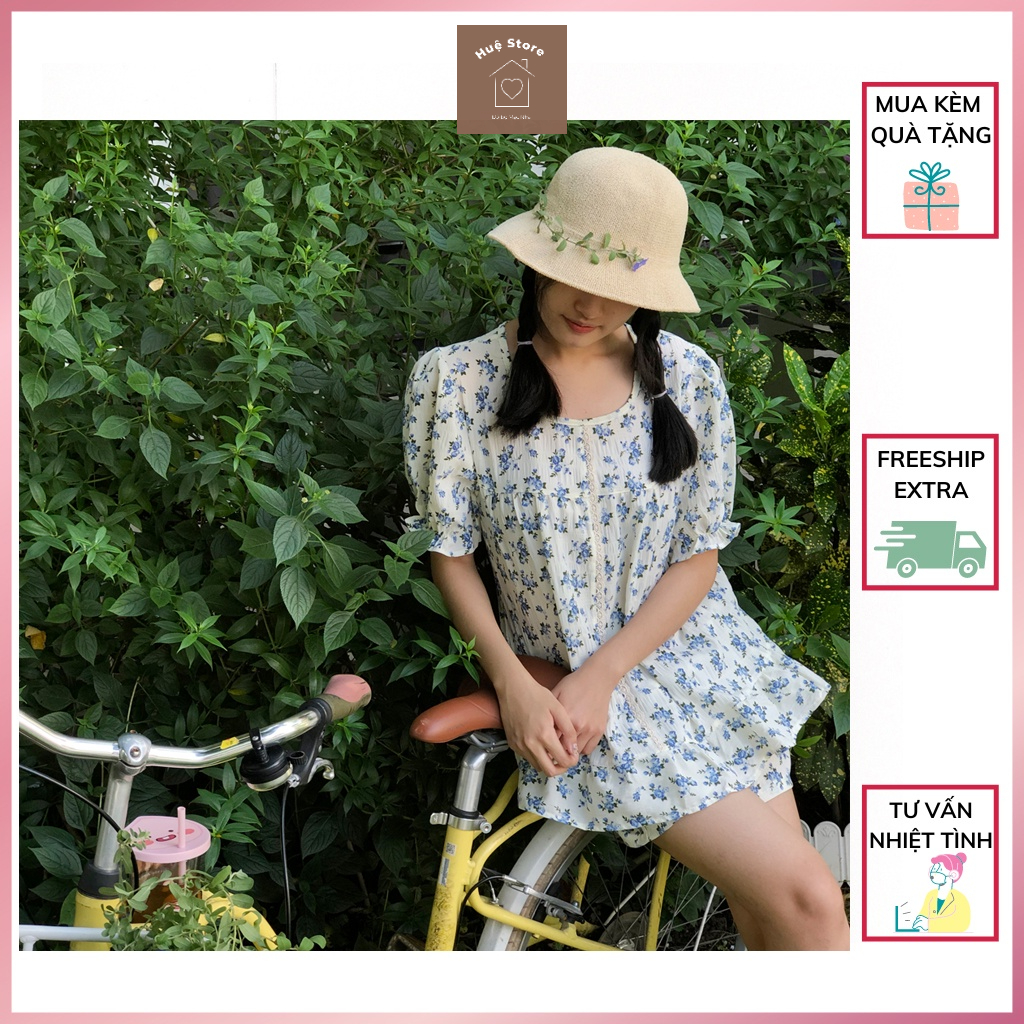 Đồ bộ nữ mặc nhà chất vải đũi xốp bộ ngủ hoa nhí siêu dể thương size M - L- XL mẫu thiết kế của shop