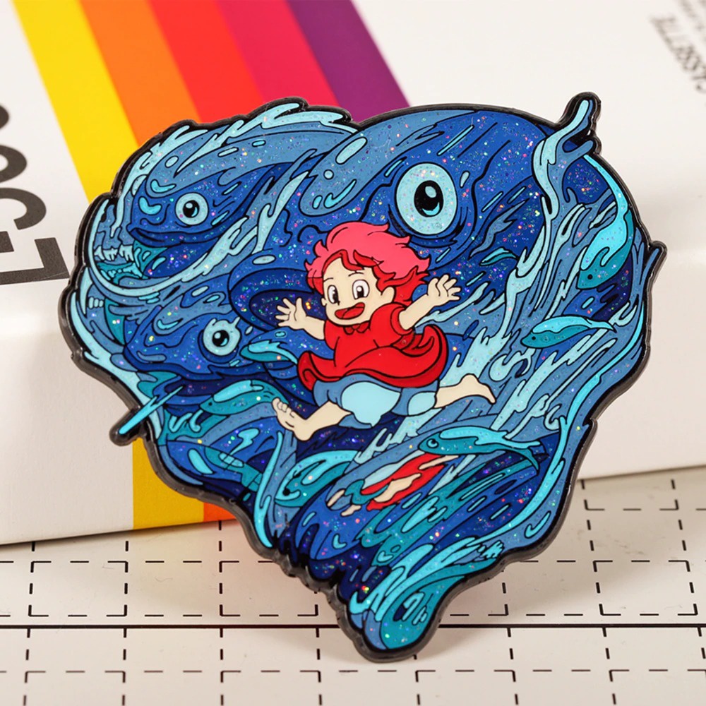 Pin cài áo nhân vật anime Ghibli Studio Howl's moving catsle Mononoke Hime Ponyo - GC318
