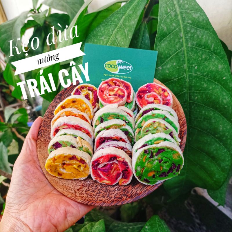 Kẹo dừa nướng Cocosweet - nhiều trái cây & hạt ngũ cốc - rất ít ngọt