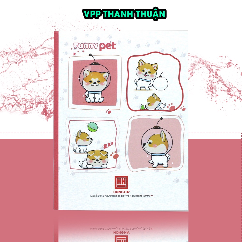 Combo 5 quyển vở 4 ly ngang khổ Class học sinh A5- 200 trang Hồng Hà Funny Pet 0443.