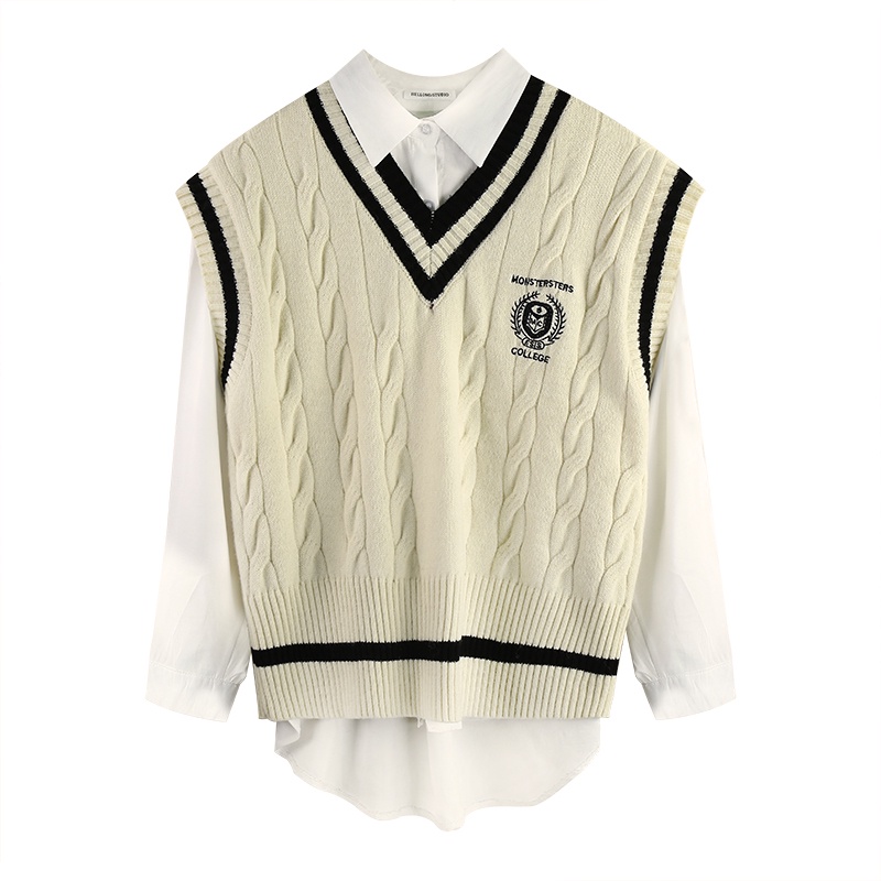 Áo Sweater Dệt Kim Không Tay Thời Trang Xuân Thu Cho Nữ