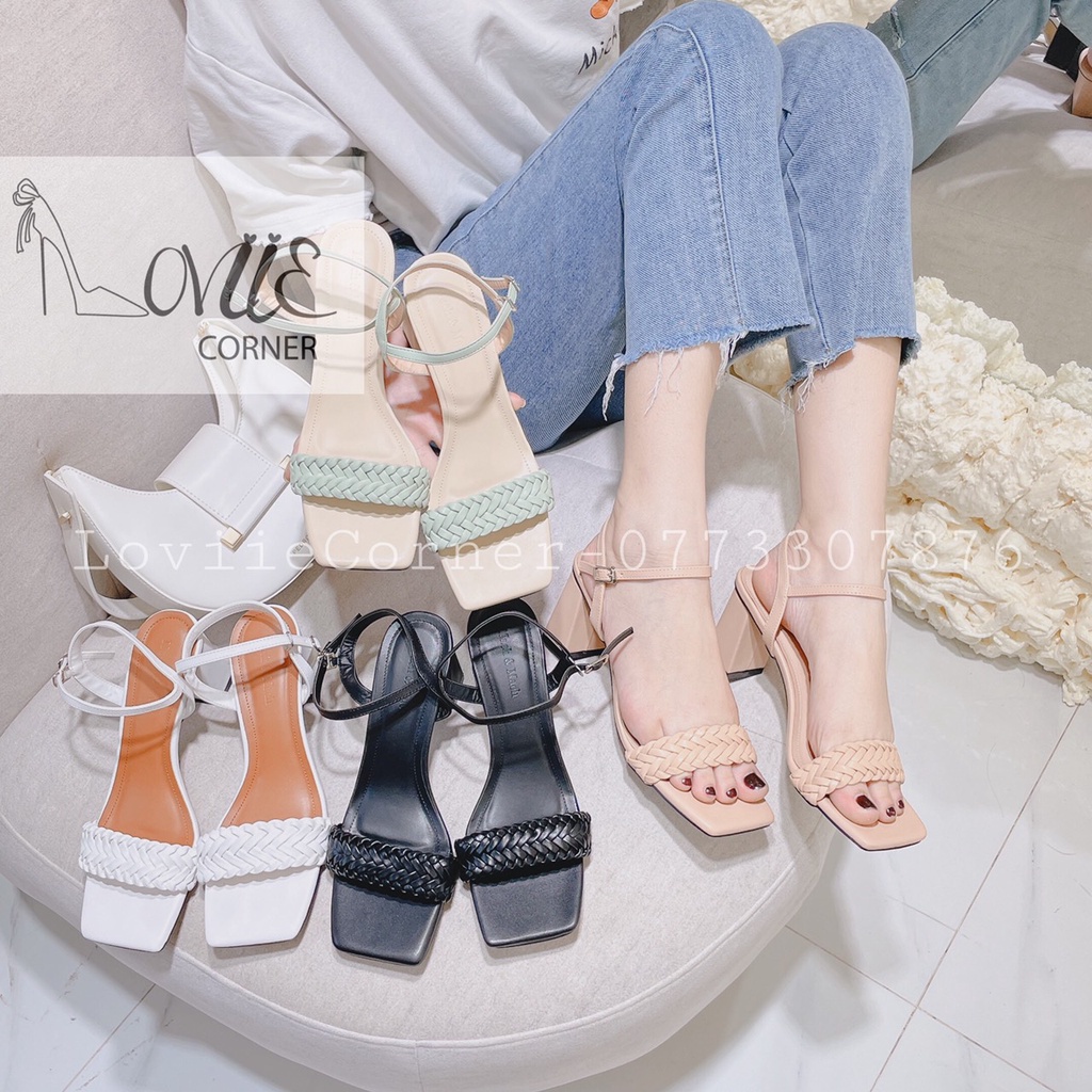 SANDAL CAO GÓT LOVIIECORNER - GIÀY CAO GÓT ĐẾ VUÔNG DẸP THỜI TRANG - SANDAL QUAI MẢNH 9CM CÔNG SỞ G200321 G211213