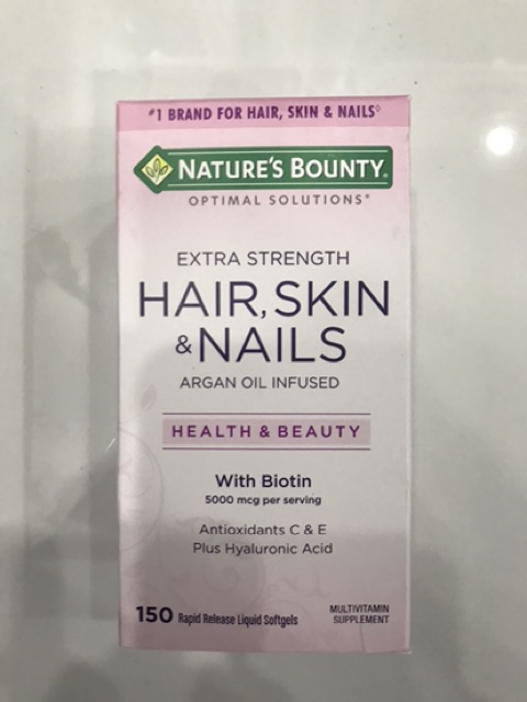 Viên uống hỗ trợ đẹp da móng tóc Nature’s Bounty Hair Skin Nails, hộp 150v