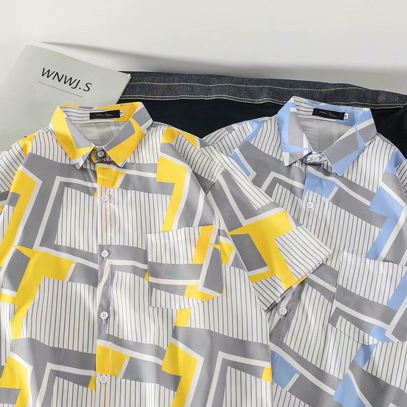 Áo sơ mi dáng rộng tay ngắn phong cách hawaii thời trang trẻ trung size m-3xl Kt-025