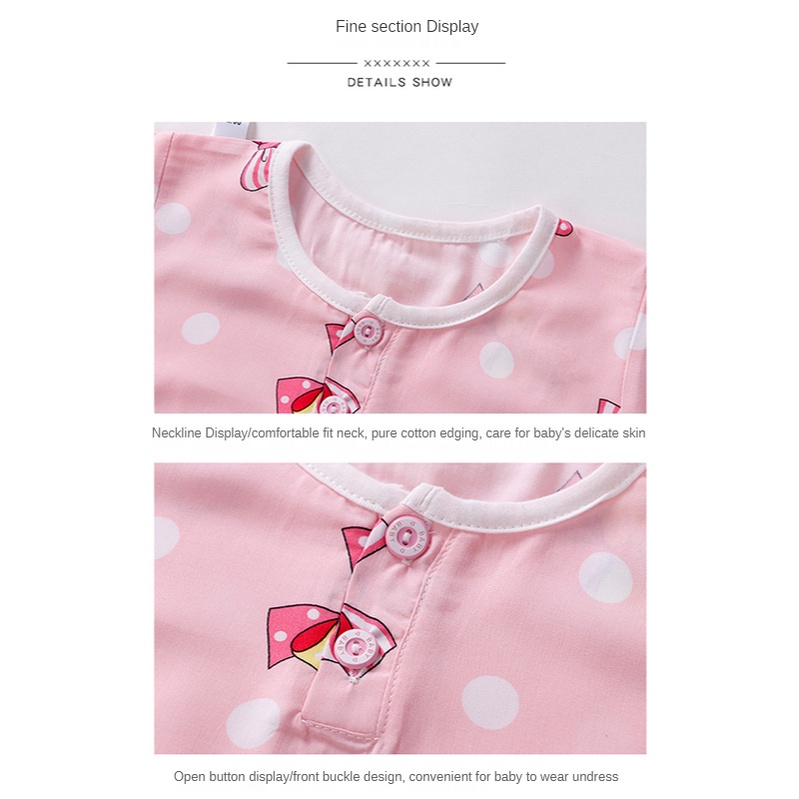 Bộ đồ ngủ SANITKUN bằng lụa cotton thoáng khí in họa tiết hoạt hình dễ thương cho bé
