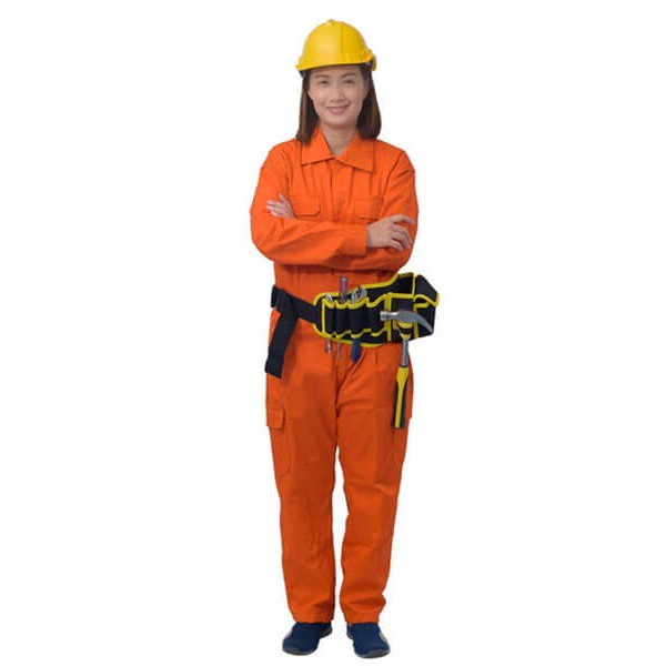 Quần áo bảo hộ lao động kaki cotton dày túi hộp màu vàng cam ( bộ đồ quần áo điện lực)