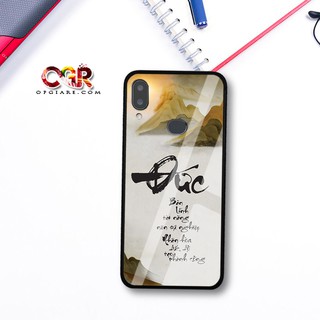 Ốp lưng samsung Galaxy A10s Mặt Kính Cường Lực hoạ tiết Thư Pháp