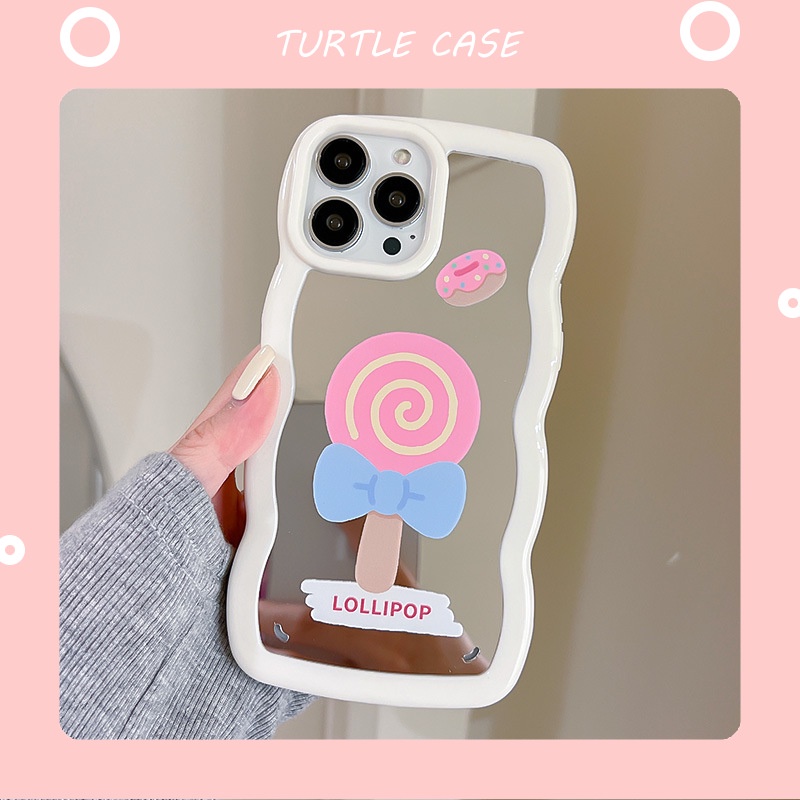 【bán sỉ】Ốp lưng iphone ốp Điện Thoạii Họa Tiết Kẹo Mút Phối Ren Tráng Gương Cho iPhone 14131211 【bán sỉ】Ốp lưng iphone ốp Điện Thoạii Bảo Vệ Cho Iphone promax XS XR xsmax se2020 678plus