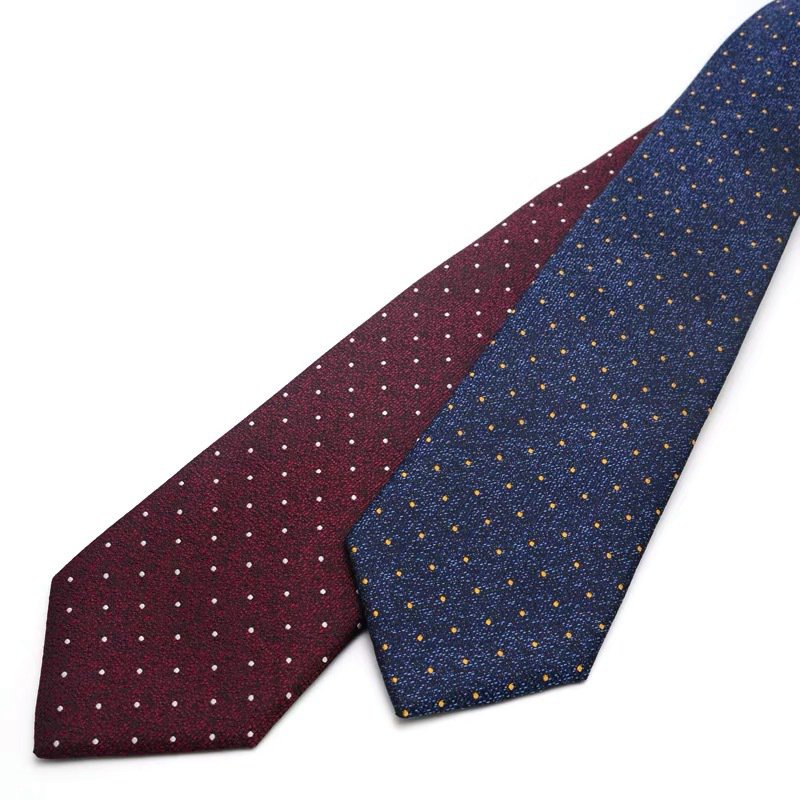 Cà vạt nam 8cm họa tiết sọc/ chấm bi màu nâu thích hợp cho tiệc cưới