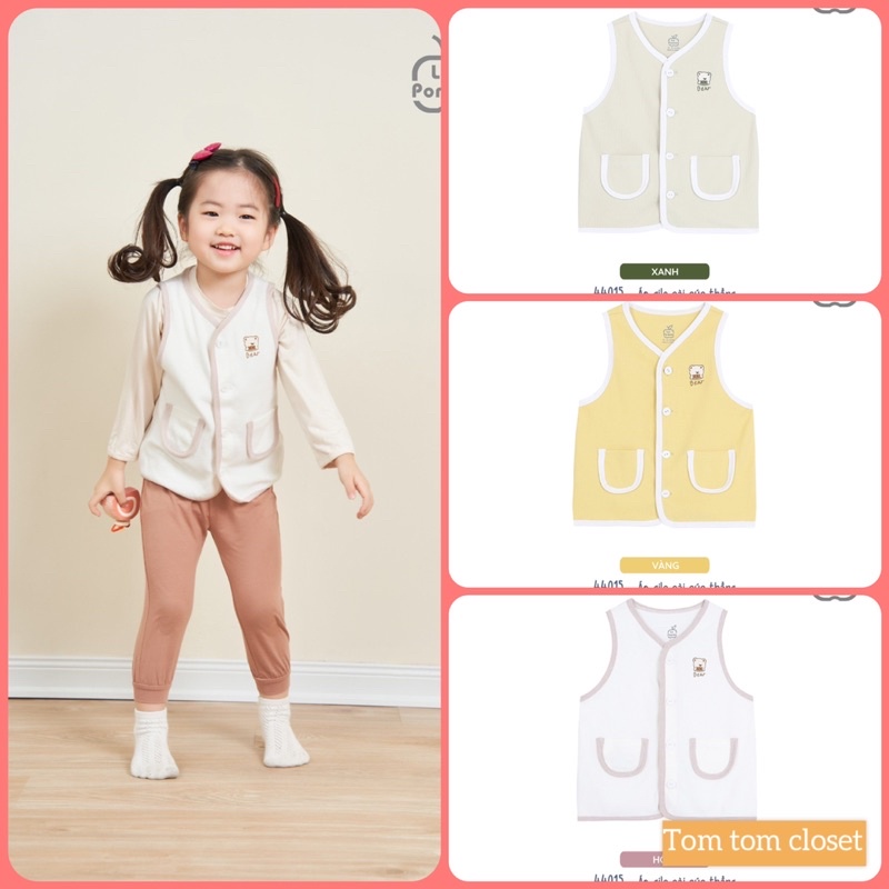 La Pomme áo gile viền màu túi đôi 3m-5y AW2022