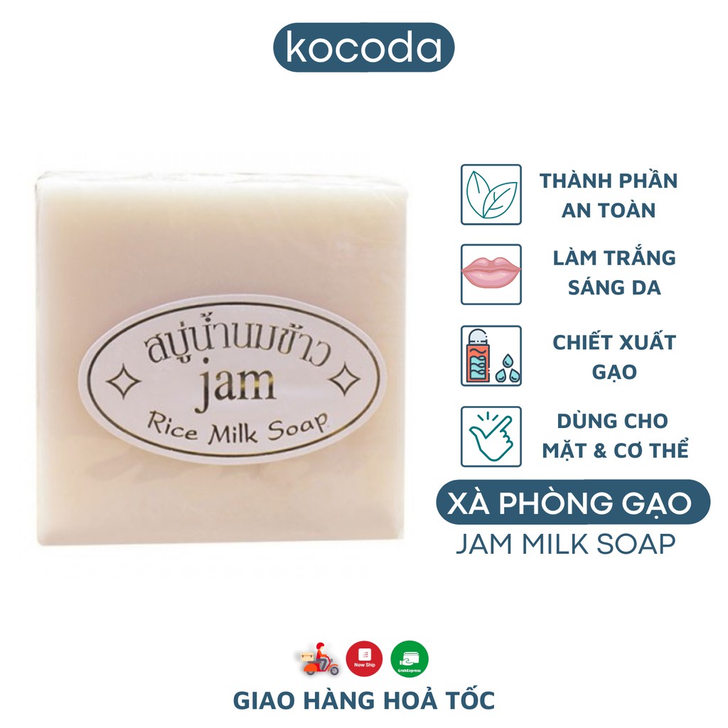 [Mã SKAMLSW194 giảm 100% đơn 50K] Xà phòng cám gạo Thái Lan Jam Rice Milk Soap giúp trắng da giảm thâm 65g - KOCODA