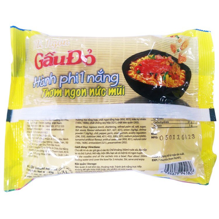 [GIÁ CẠNH TRANH] Gói mỳ tôm Gấu Đỏ 65gr (mới)