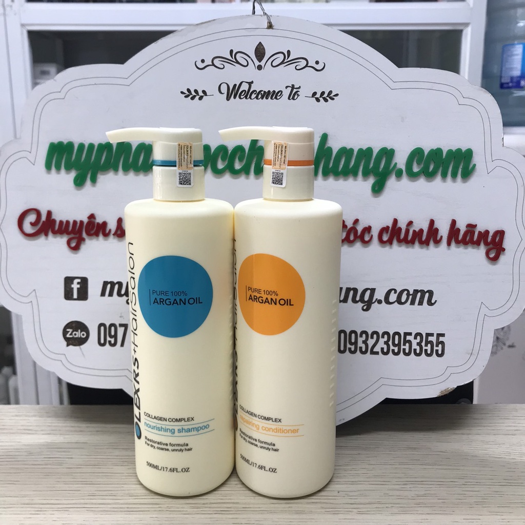 Dầu Gội Xả hấp Olexrs Argan Oil Collagen Hair Salon 500ml