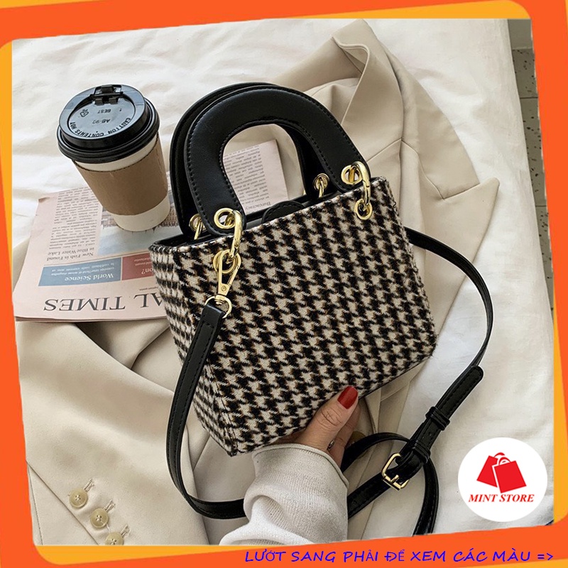 Túi xách nữ, túi đeo chéo đẹp dáng vuông phối dạ đi chơi thời trang PK 277