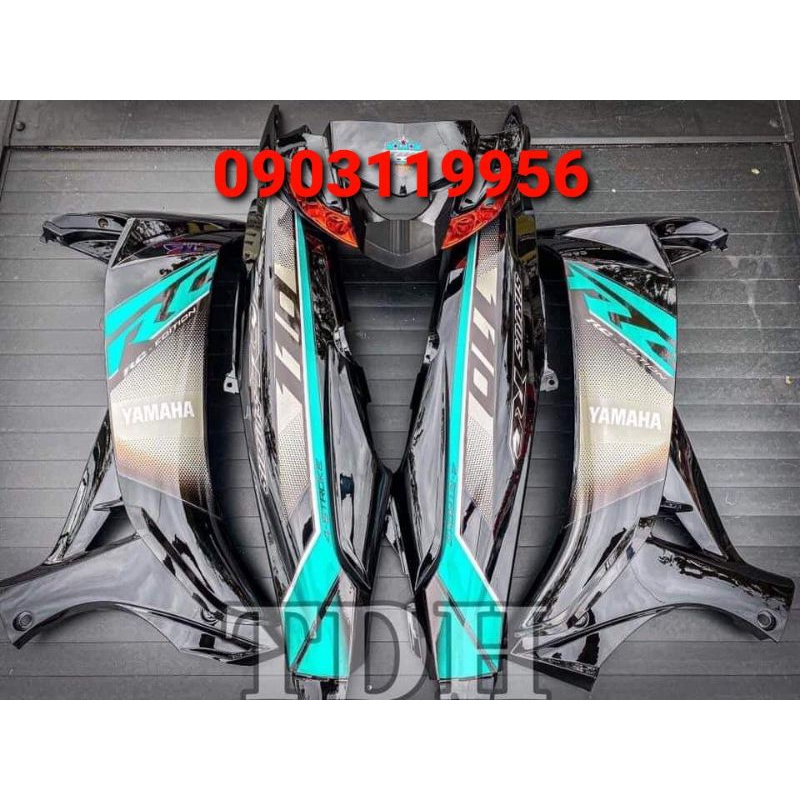 Tem rời sirius đen rc phối xanh, tặng kèm set logo, tem 3 lớp không bay màu