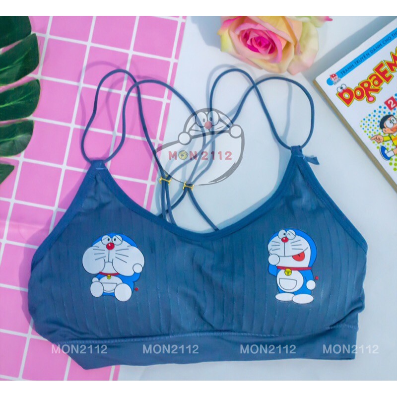 ÁO LÓT THỂ THAO FREESIZE 40-60KG BRA KHÔNG GỌNG DÂY ĐAN CHÉO DORAEMON DOREMON | BigBuy360 - bigbuy360.vn