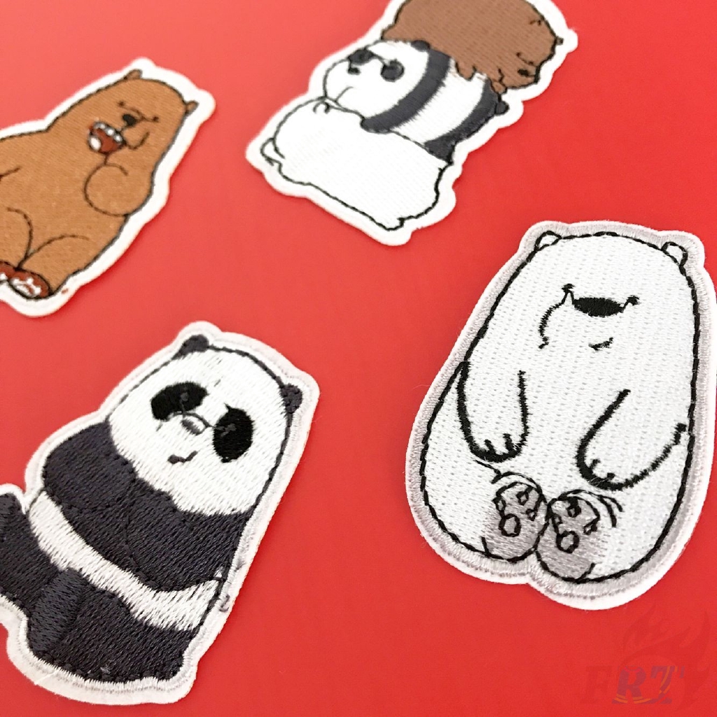 Sticker ủi thêu hình gấu trúc dễ thương