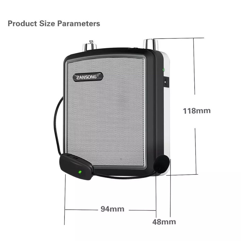 Loa Míc Trợ Giảng Không Dây Cho Giáo Viên Zansong M88 Có Bluetooth Và Hỗ trợ Thẻ Nhớ USB