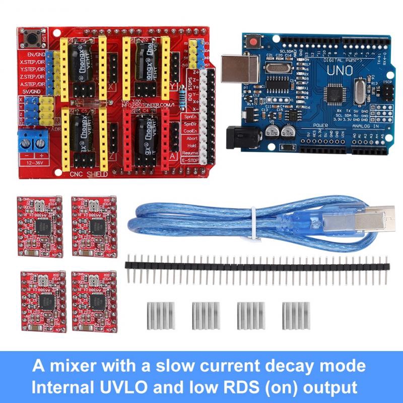 Bảng mạch mở rộng V3 CNC + động cơ bước A4988 + mạch UNO R3 dành cho máy in 3D