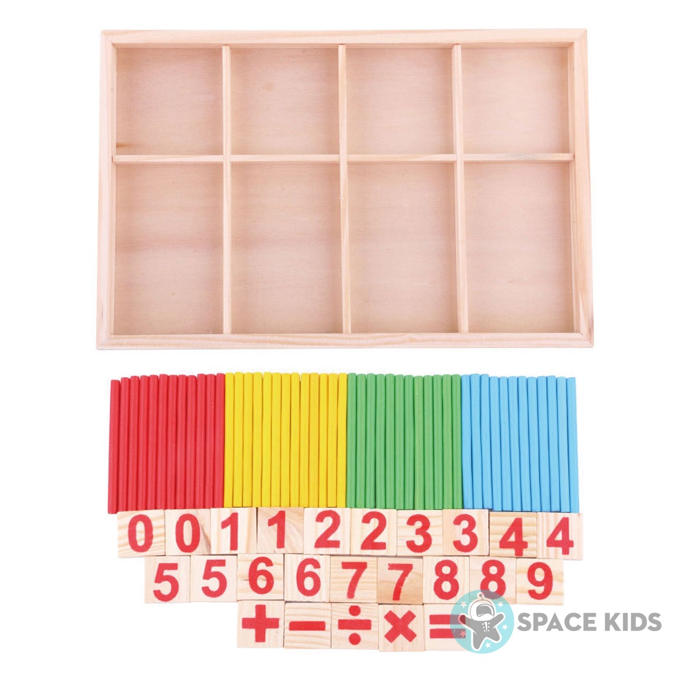 Đồ chơi giáo dục Hộp que tính gỗ học toán thông minh cho bé Space Kids