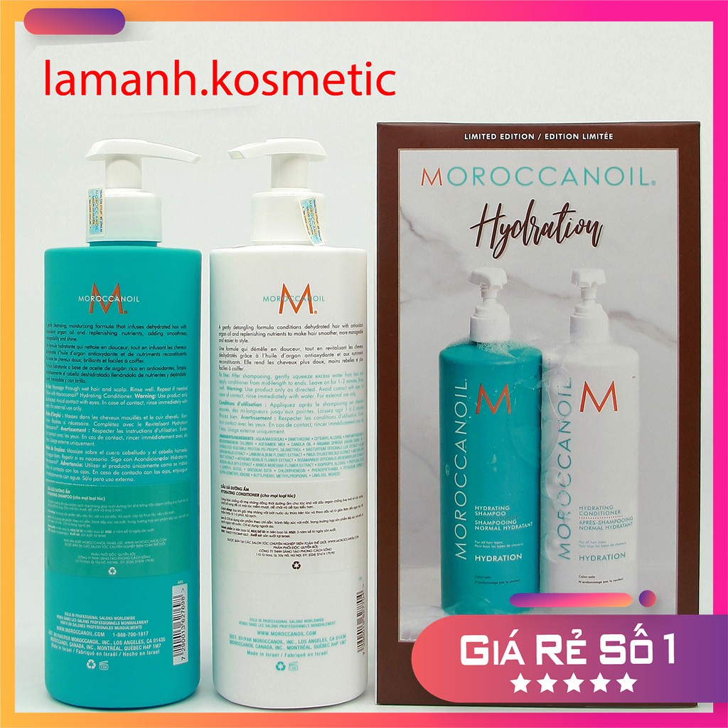 Dầu gội Moisture Hydrat MOROCCANOIL chính hãng dưỡng ẩm phục hồi tóc hư tổn khô sơ 500ml -1000ml