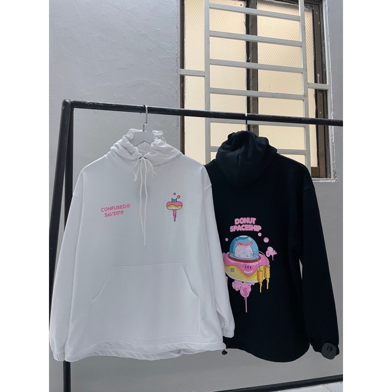 Áo Hoodie DONUT SPACESHIP unisex form rộng kèm ảnh thật