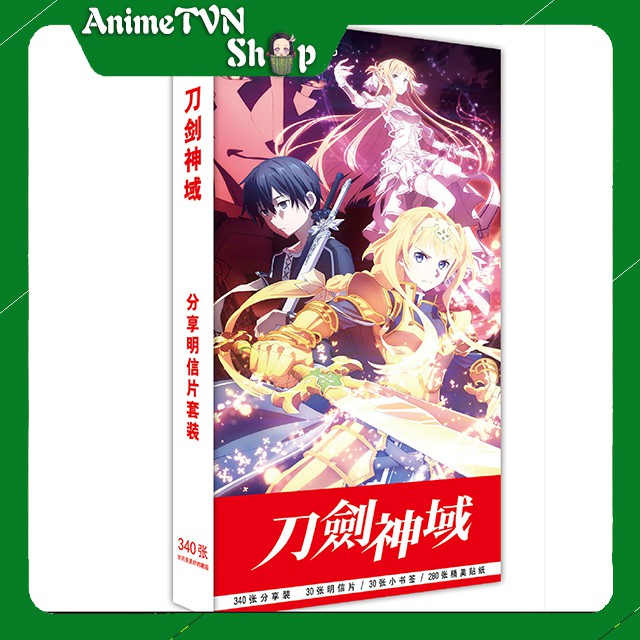 Hộp Postcard Bưu thiếp (Trọn bộ 340 Hình có Sticker) Anime/Manga Sword art Online (SAO)