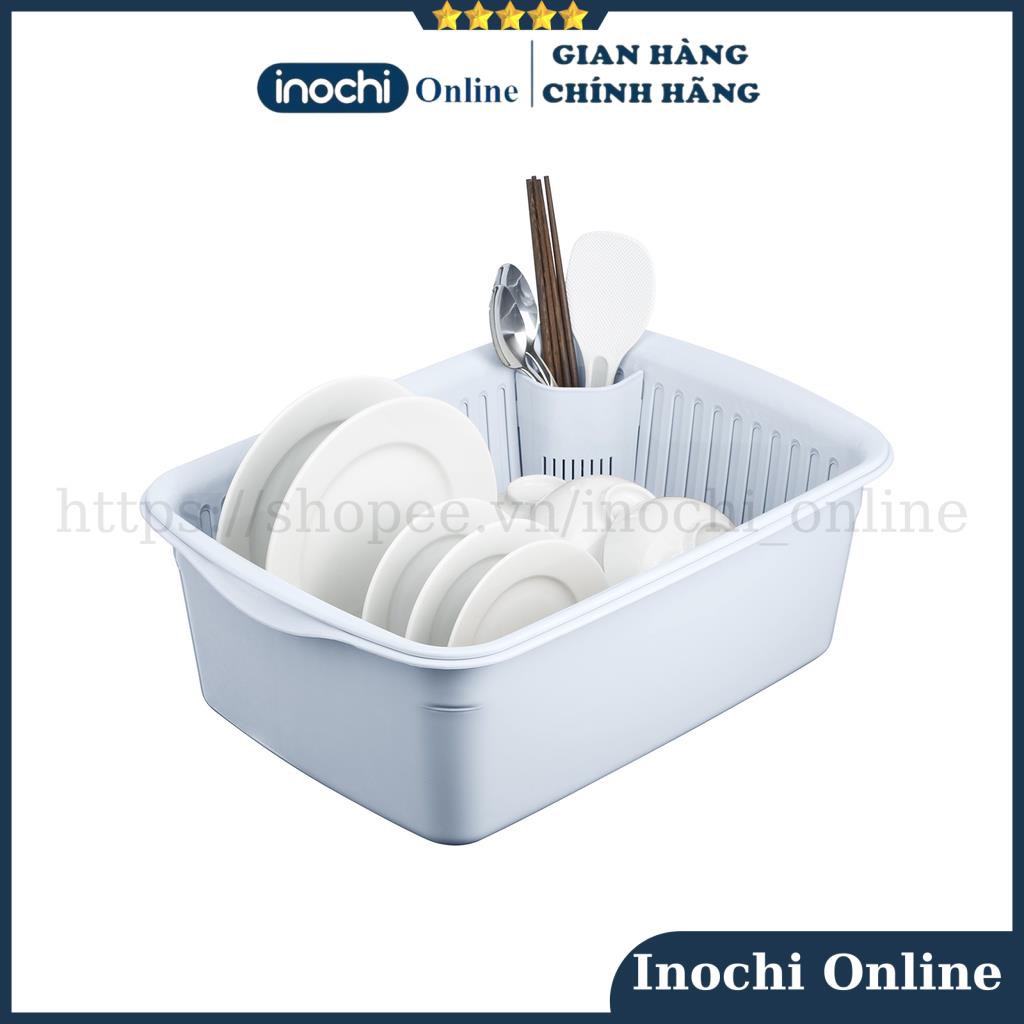 Kệ úp chén bát dĩa nhựa có nắp đậy INOCHI để nhà bếp cao cấp chính hãng
