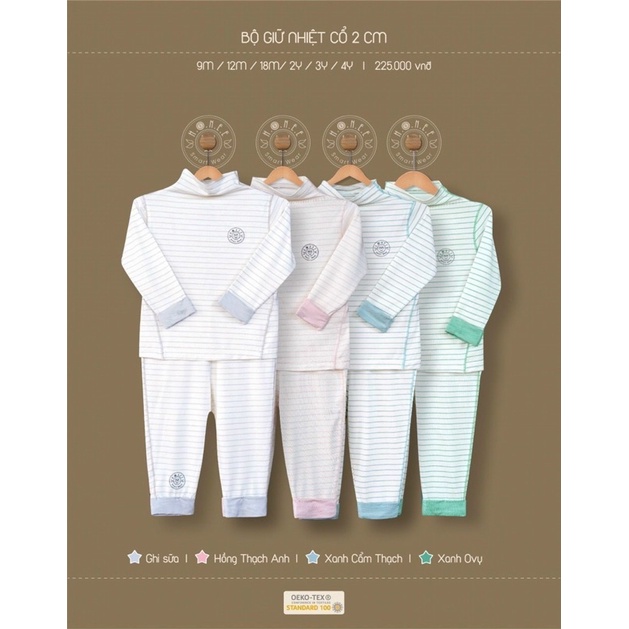 Bộ giữ nhiệt HRNEE cổ 2cm cho bé trai/bé gái