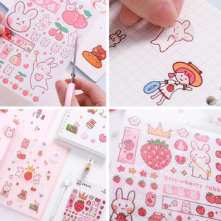 Bộ 4 tấm sticker gấu/thỏ Cartoon Pet 🐰🐻