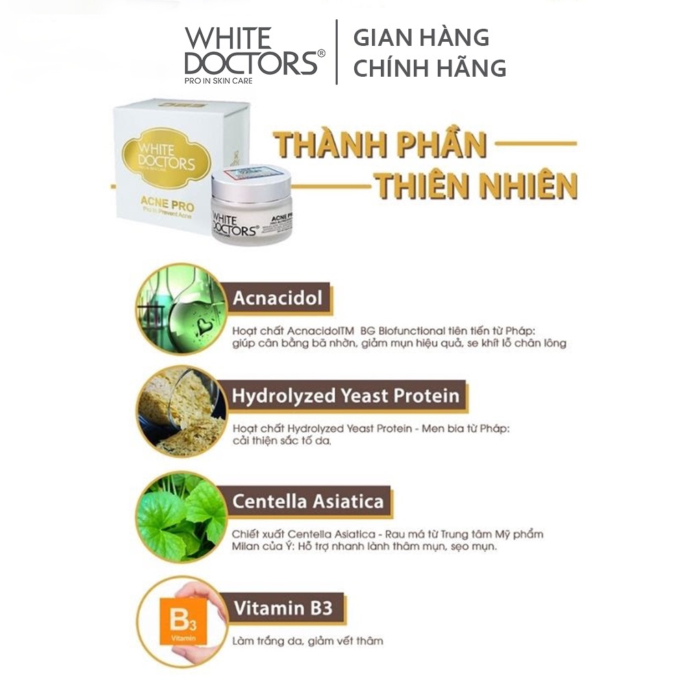 Kem loại bỏ mụn mờ thâm White Doctor Acne Pro 25g