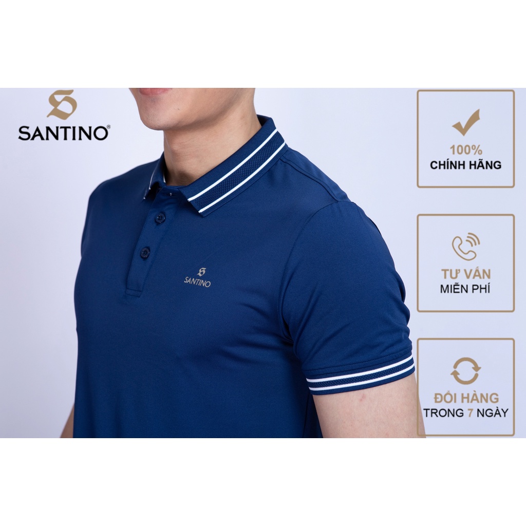 Áo Polo thể thao nam Vải Cá Sấu SANTINO co giãn 4 chiều, form ôm nhẹ, thấm hút mồ hôi, kháng tia UV  - B861
