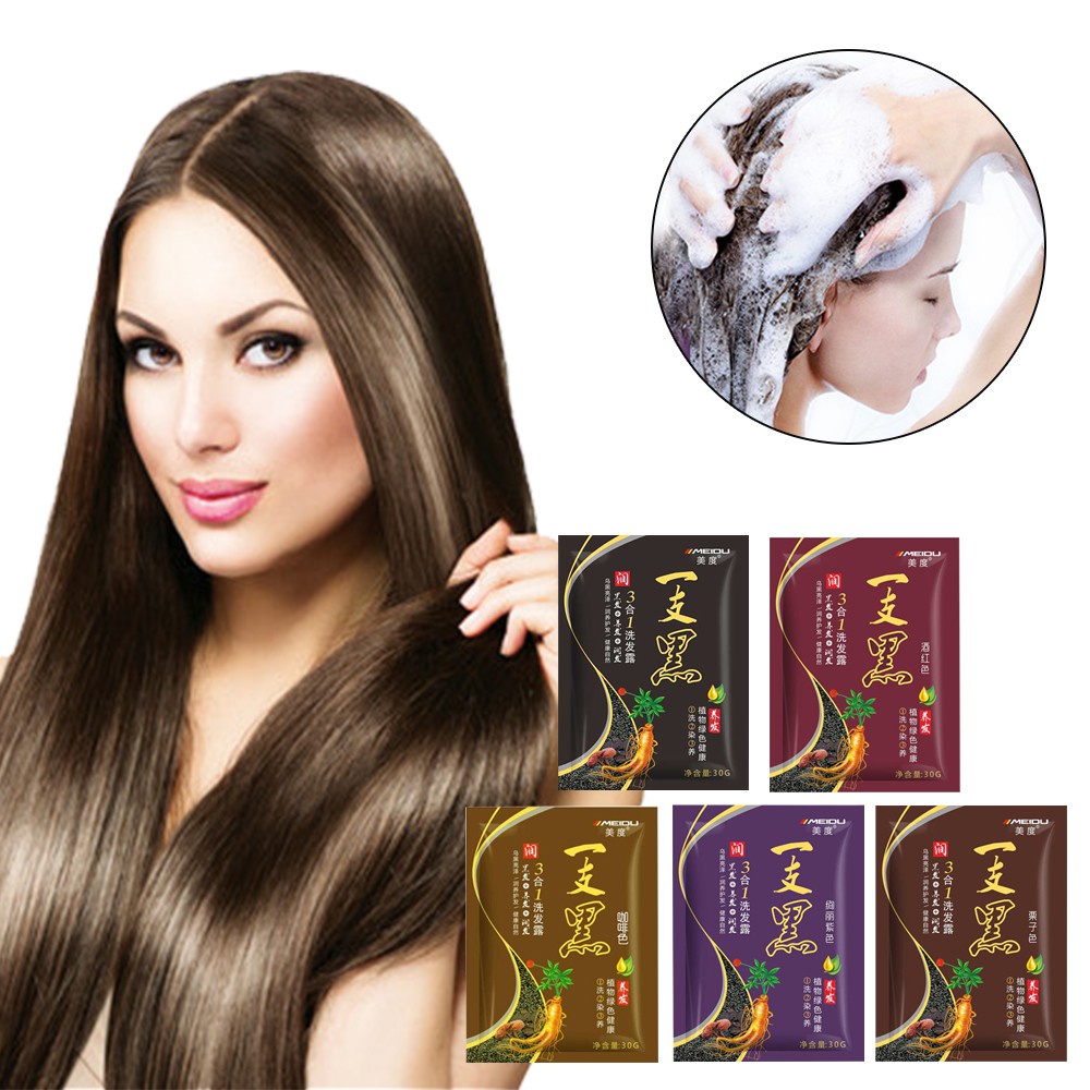 Dầu Gội Nhuộm Tóc Đen Thành Phần Gừng Tự Nhiên 30ml Dành Cho Nam Và Nữ