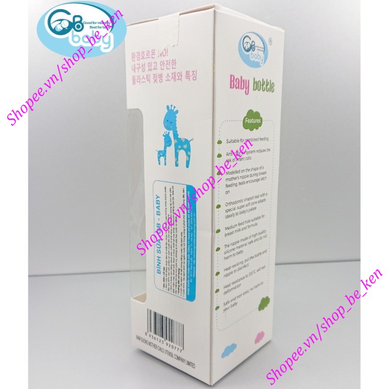 Bình sữa nhựa cao cấp CỔ HẸP không BPA (150ml / 250ml) - GB BABY (Công nghệ Korea)