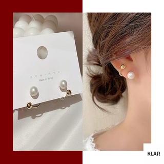 Bông tai móc câu mix ngọc trai nhân tạo mạ bạc 925
