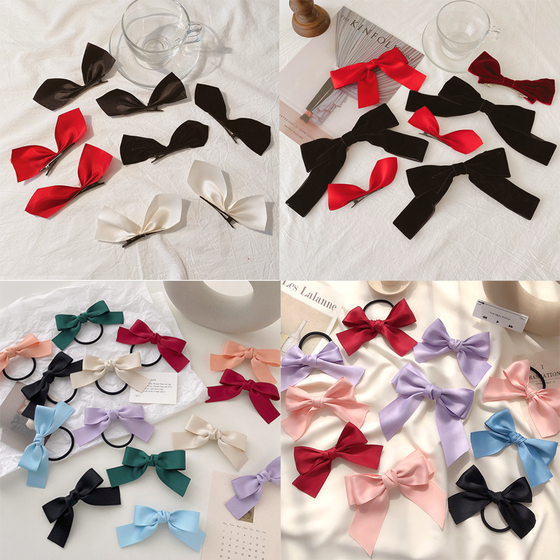 Set 2 Kẹp Tóc Hình Nơ Vải Nhung Thanh Lịch