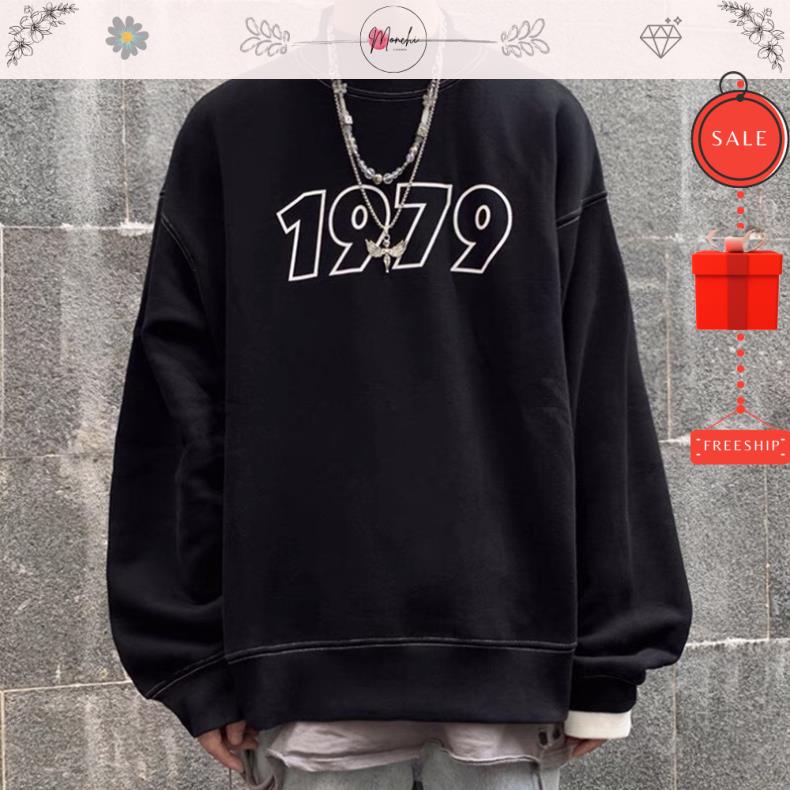 Áo Sweater thun Monchi Nỉ Nam Nữ Dáng Rộng In hình Chữ 1976 Unisex freesize | BigBuy360 - bigbuy360.vn