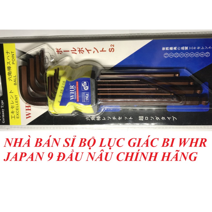 Bộ Lục Giác Nâu WHR JAPAN 9 Đầu Bi (Chính Hãng)