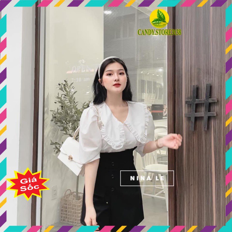 Set váy nữ gồm áo sơ mi trắng và chân váy Đen mùa hè chất liệu mềm mại siêu xinh freesize.Candy.store3138 | BigBuy360 - bigbuy360.vn