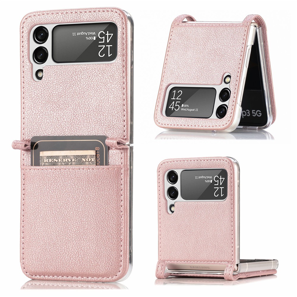 Bao da điện thoại kiêm giá đỡ và ngăn đựng thẻ chống rơi thích hợp cho Samsung galaxy Z Flip 3 Flip3 5G