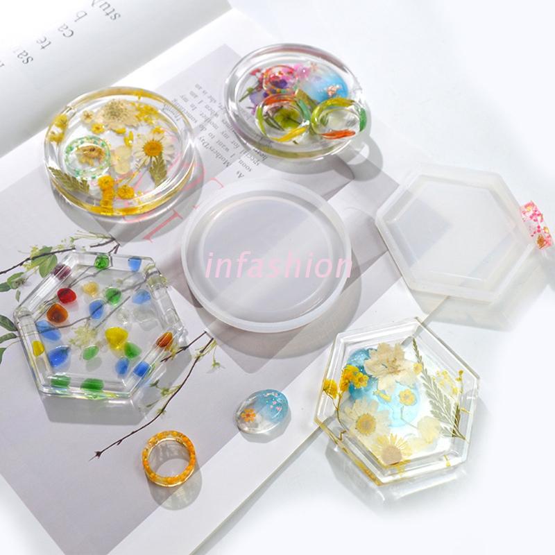 Khuôn silicone làm khay đựng nến/ xà phòng hình lục giác tiện dụng