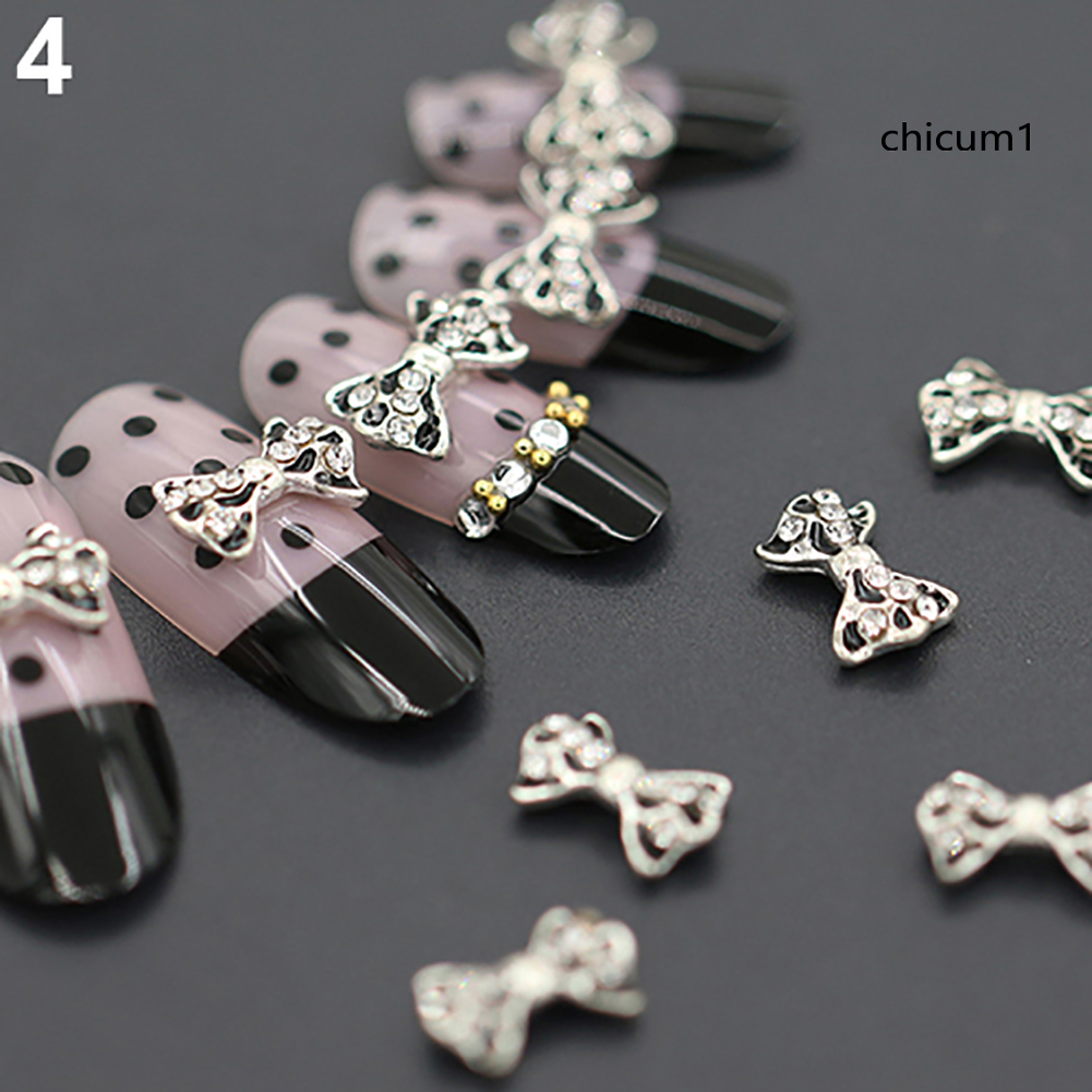 [Hàng mới về] Bộ 10 hạt đính trang trí móng hình nơ 3d