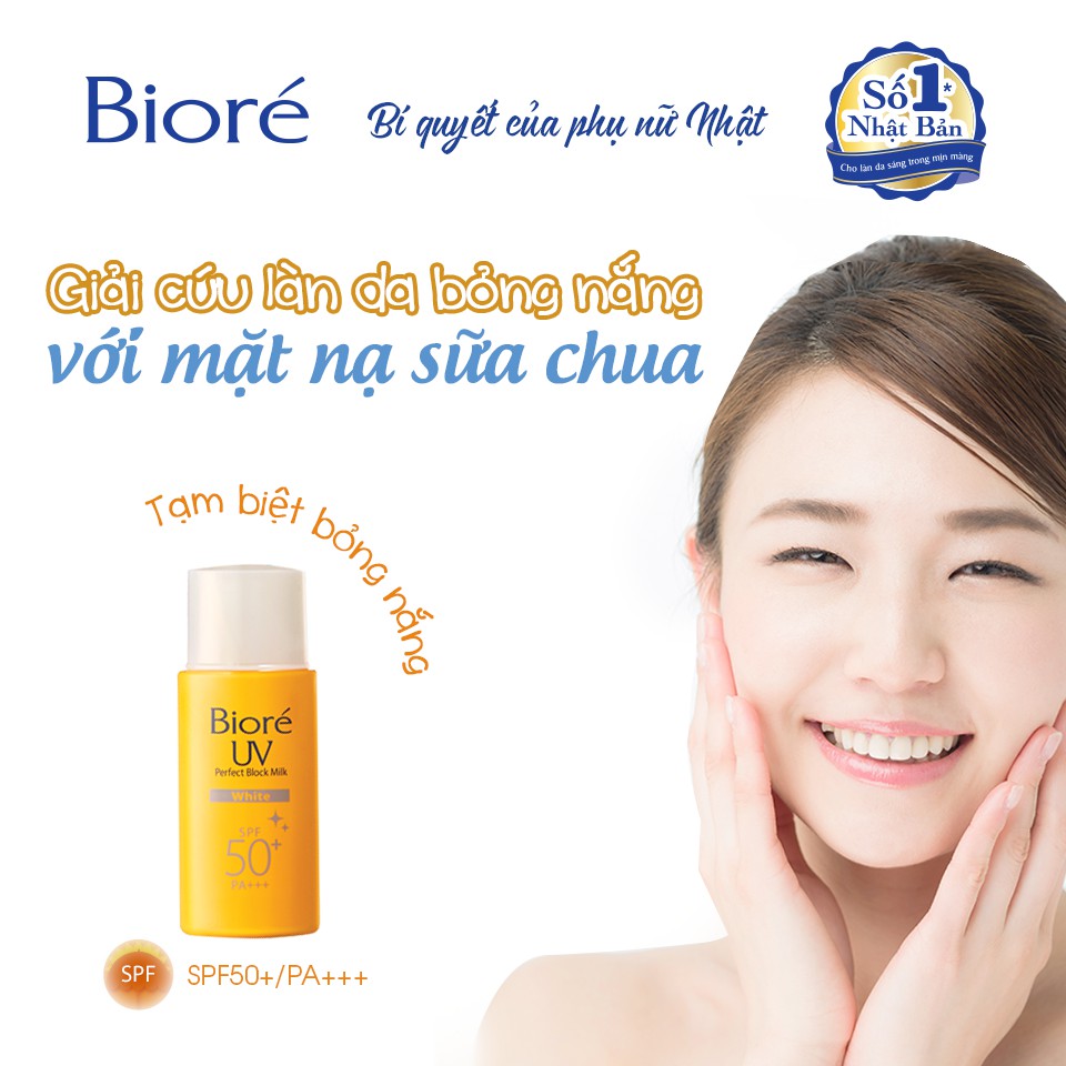 Sữa Chống Nắng Trắng Da Ngọc Trai Bioré UV Perfect Block Milk White SPF50 PA+++ 25ml