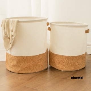 Giỏ đựng quần áo bẩn vải lanh cotton da bần kết hợp chống thấm nước nhỏ gọn