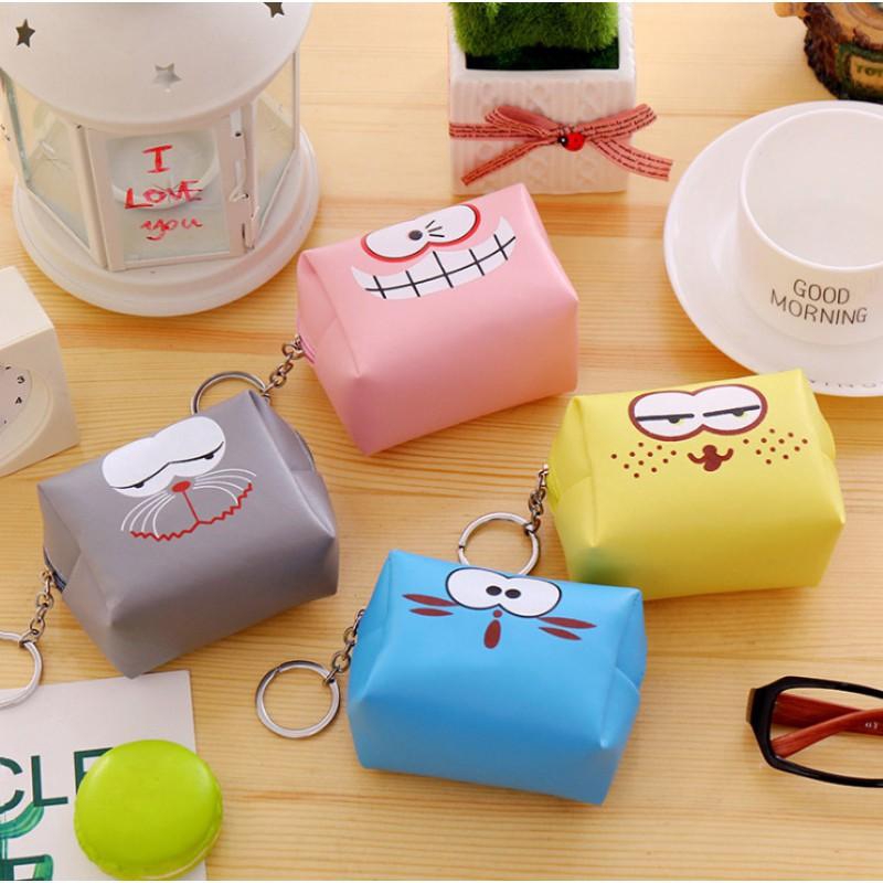 Bóp Da Pu Hình Vuông Hoạ Tiết Hoạt Hình