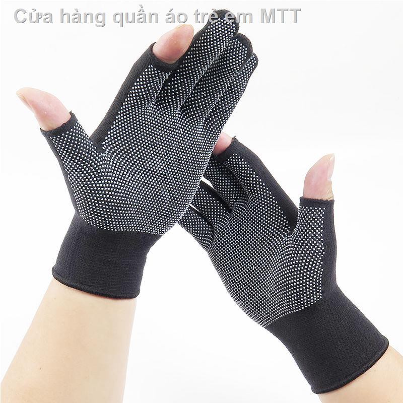 găng tay cotton hai ngón cho nam và nữ mùa hè thu mỏng chống trượt đi làm thể thao đạp xe ngoài trời bằng nửa mà