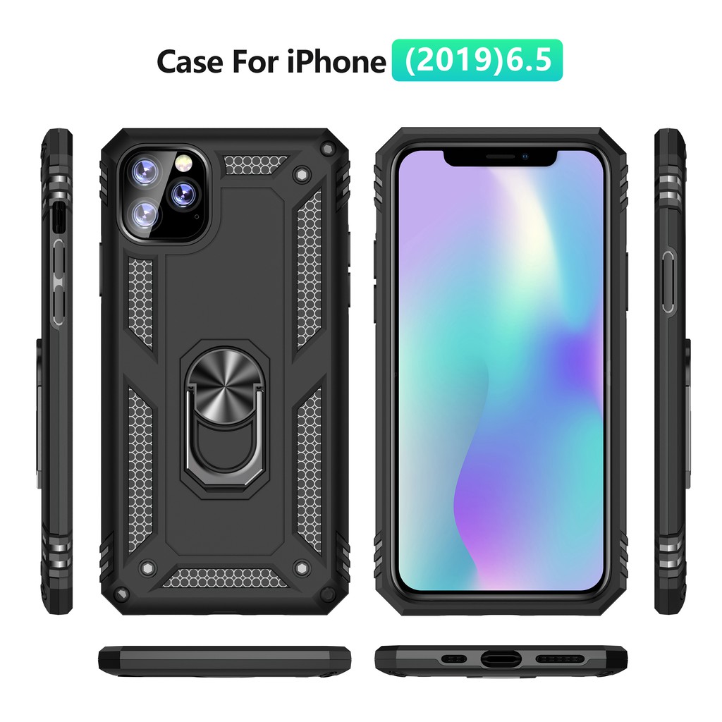 Ốp lưng iPhone 6 6s Plus 7 8 Plus X XR XS Max 11 Pro Max 12 Mini 12 13 Pro Max chống sốc 2 lớp kèm nhẫn iring làm giá đỡ